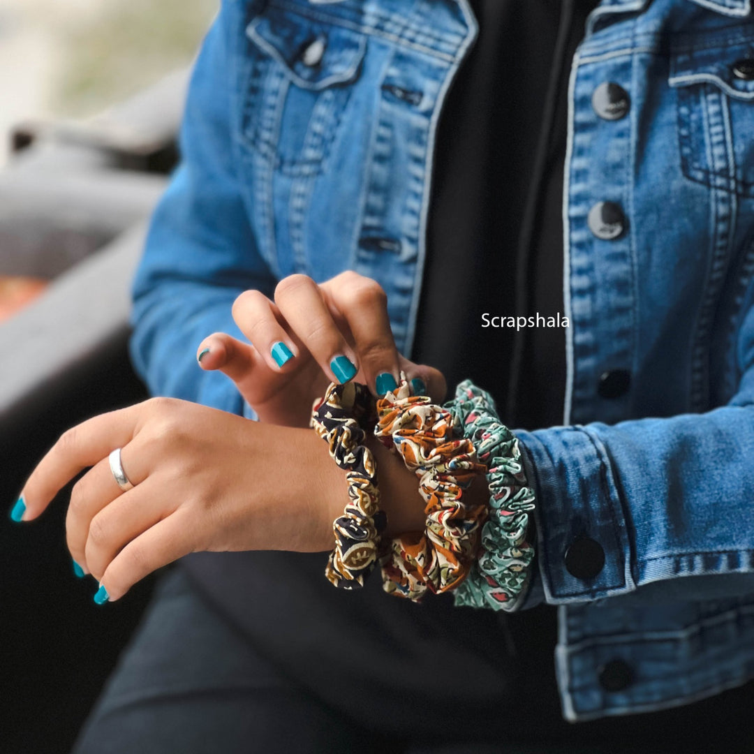 Scrapshala Day-to-Night Scrunchies | Upcycled | Pack of 3