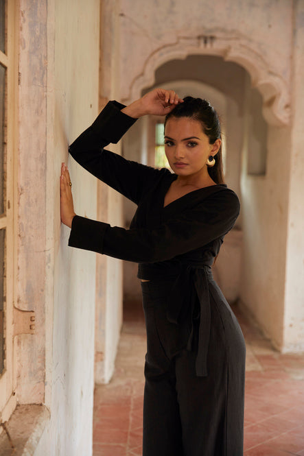 Perched Black Blouse