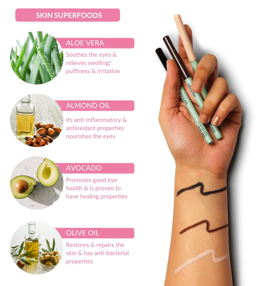 Disguise Cosmetics All Day Gel Kajal Nude Quartz: SMUDGEPROOF | INTENSE COLOR | OPTHALMOLOGICALLY TESTED | 0.35 gm