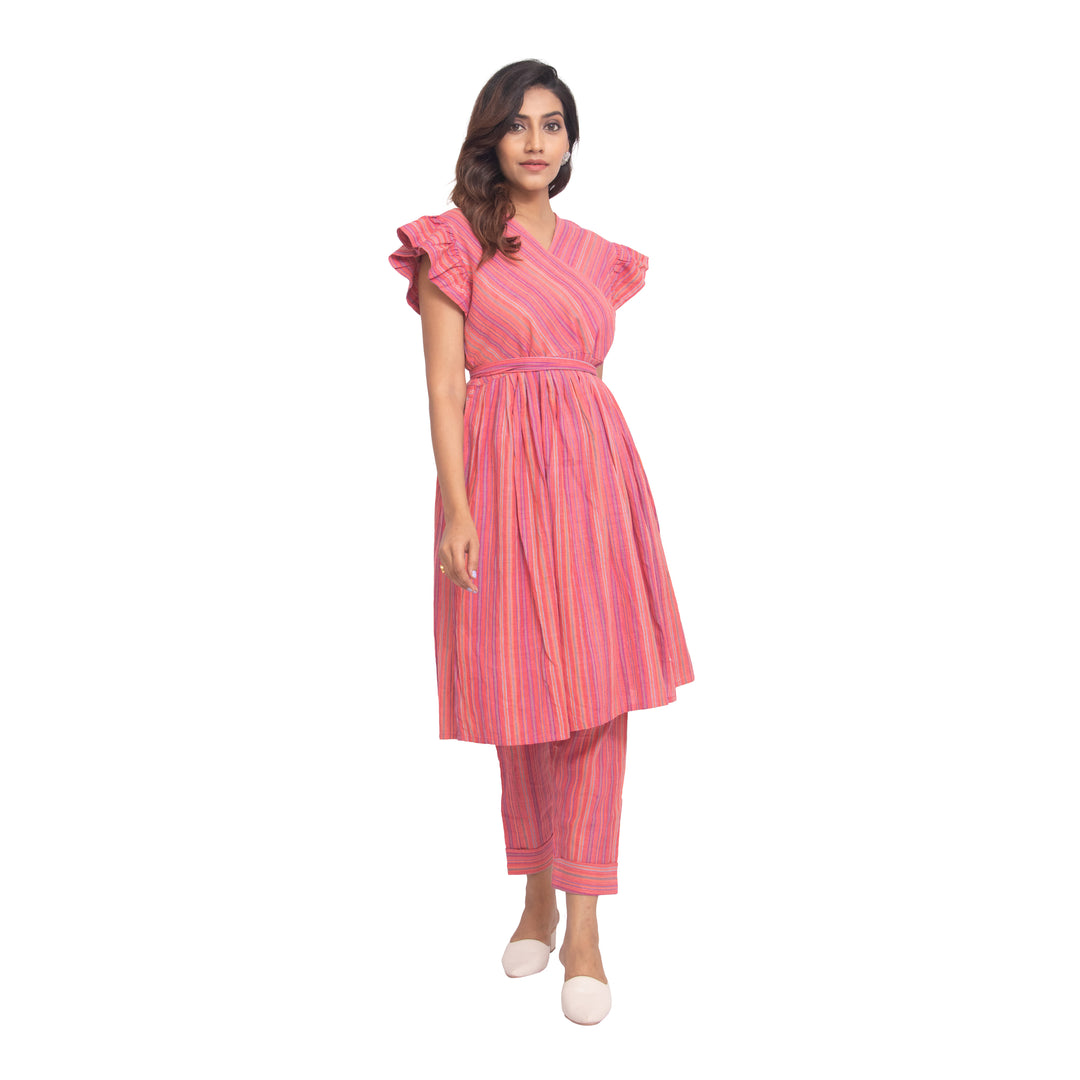 Agati Design Soma Pink Yarn Dyed Tunic Set