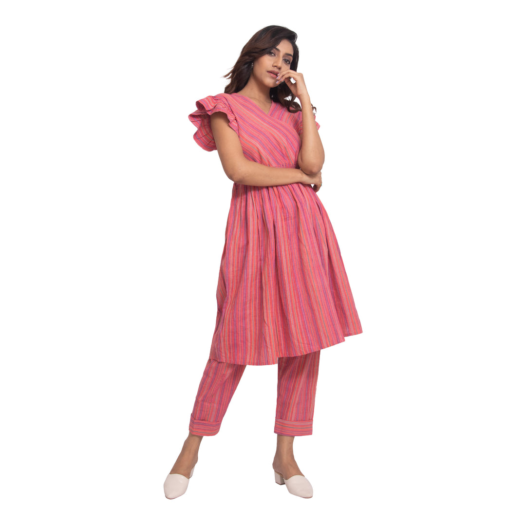 Agati Design Soma Pink Yarn Dyed Tunic Set