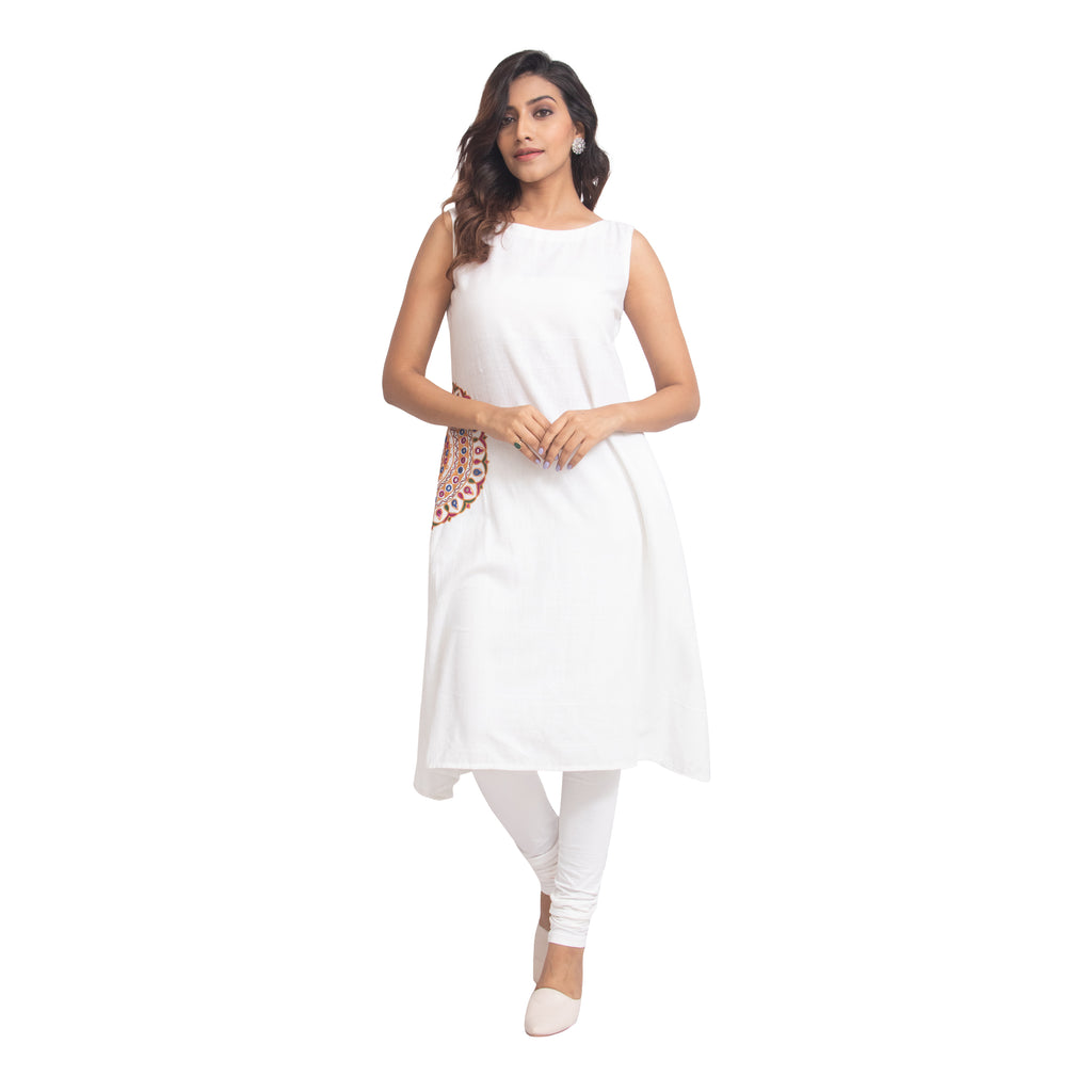 Perfect Fashion Women's white plain kurti