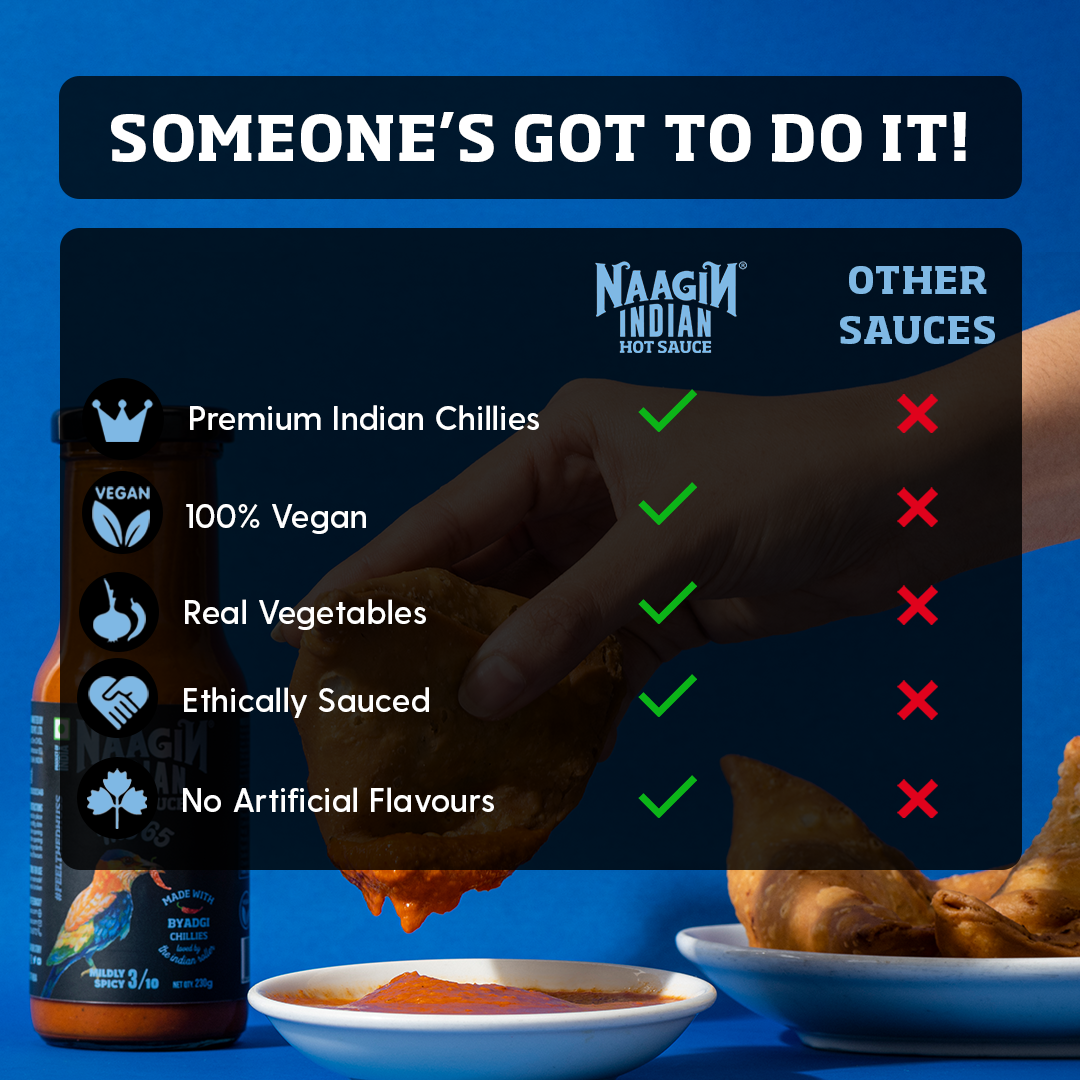 Naagin Sauce Indian Hot Sauce- The 65 (230g) | Mildly Spicy | Made with Fresh Vegetables and Premium Byadgi Chillies