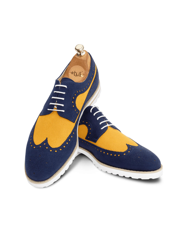 Navy Blue + Light Tan Sneakers For Men