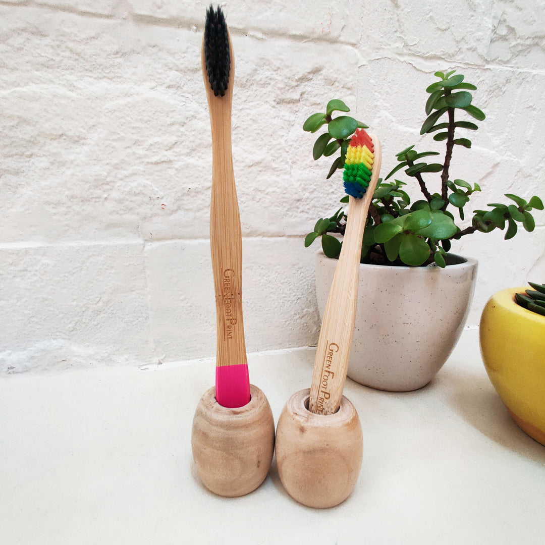 Greenfootprint Wooden holder for Bamboo Toothbrush | Set of 2