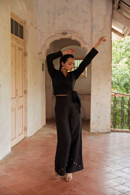 Perched Black Blouse