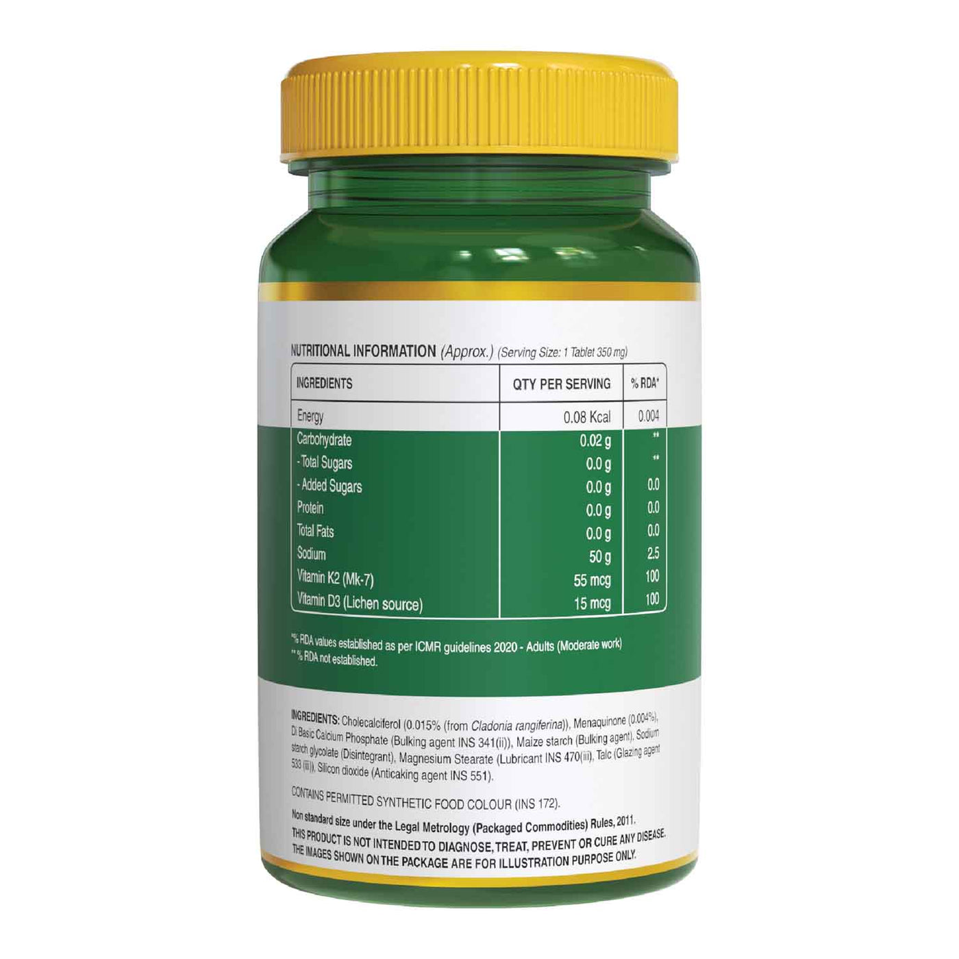 Pure Nutrition Vitamin D3 + K2 l Vitamin D3 for Strong Bones - 60 Tablets