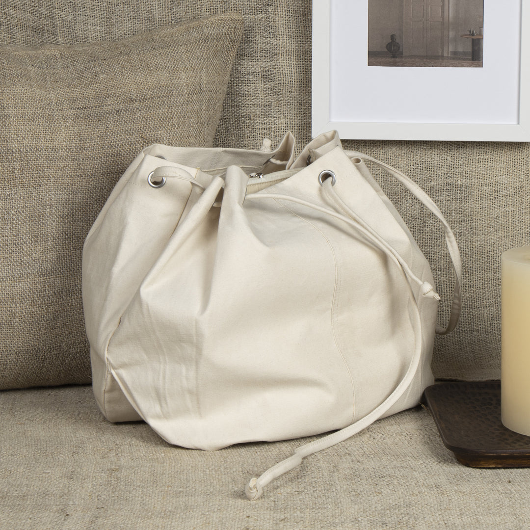 Akiiko Bucket Bag with Drawstring | Cotton Canvas, Natural