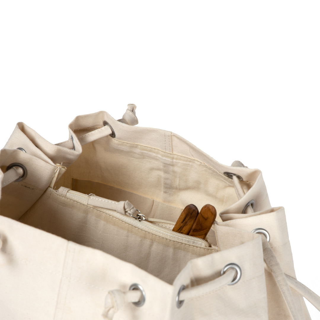 Akiiko Bucket Bag with Drawstring | Cotton Canvas, Natural