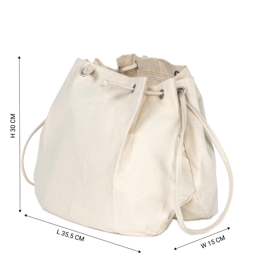 Akiiko Bucket Bag with Drawstring | Cotton Canvas, Natural