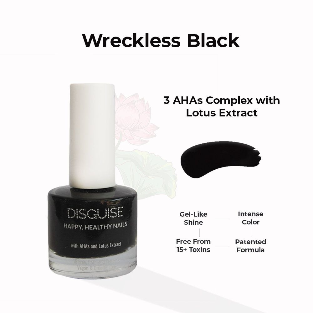 Wreckless Black 122, 21 Toxin Free | With AHA & Lotus Extract | Intense Color | 9 ml