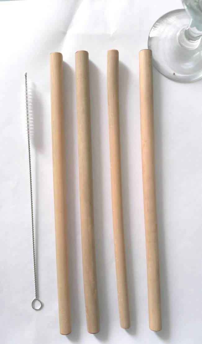 Reusable Bamboo straws Pack of 4 With Straw Cleaner