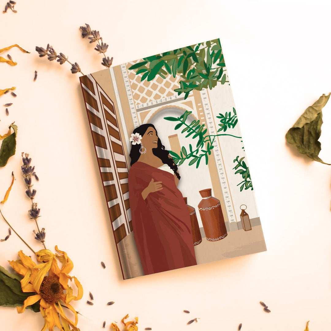 A5 Handcrafted Indian Inspirational notebook/Diary with 200 Illustrated Mill Paper Pages for Your Creative Journey - Female - Suspire