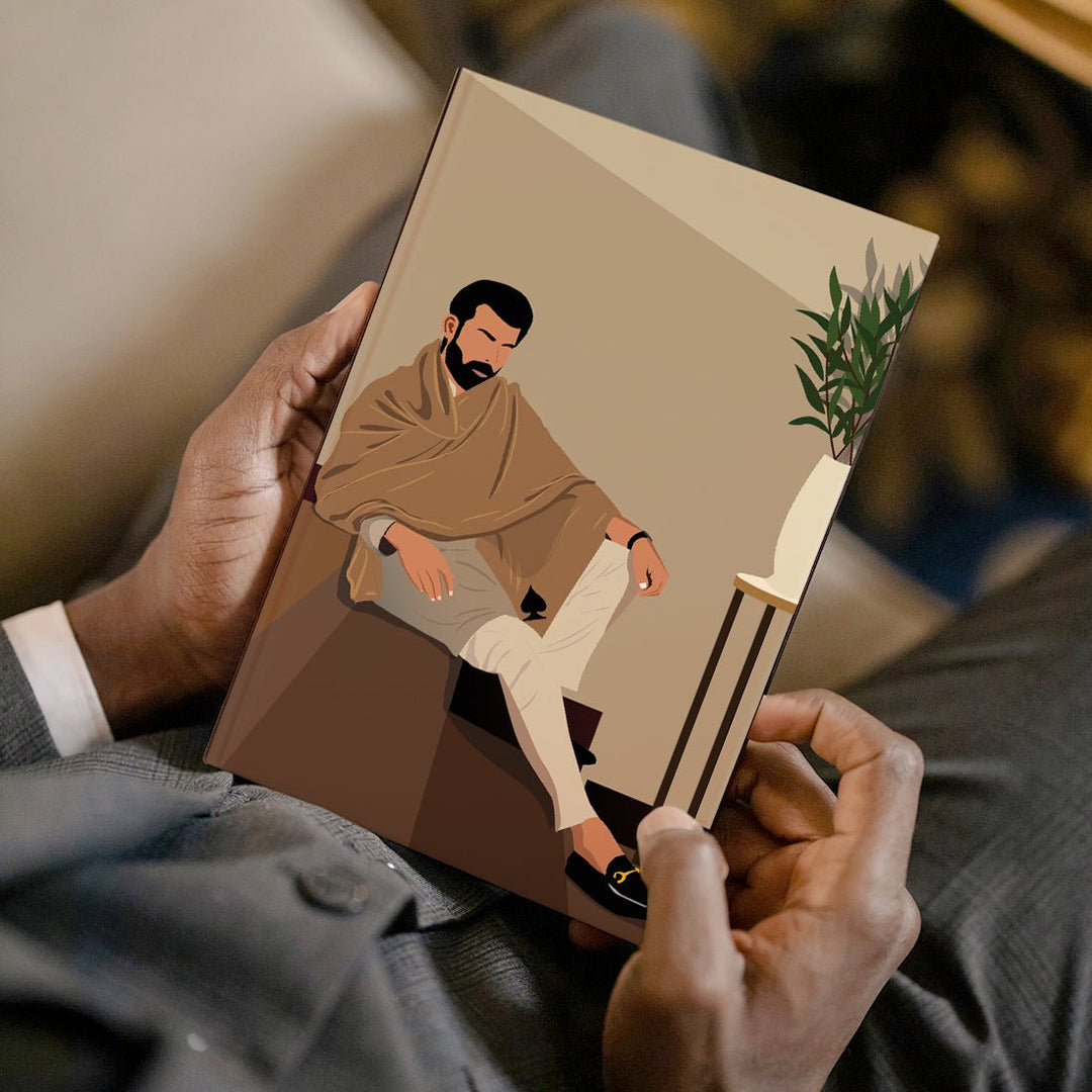 A5 Handcrafted Indian Inspirational notebook/Diary with 200 Illustrated Mill Paper Pages for Your Creative Journey - Male 2 - Suspire