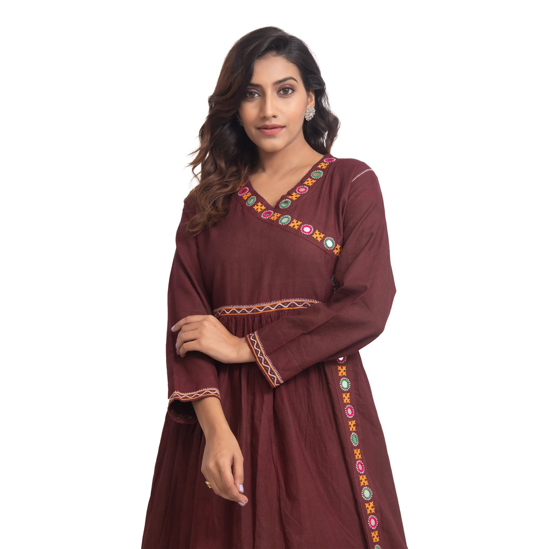 Adya Brown Kutch Rebari Kurti - Suspire