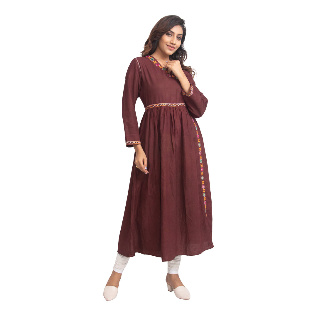 Adya Brown Kutch Rebari Kurti - Suspire