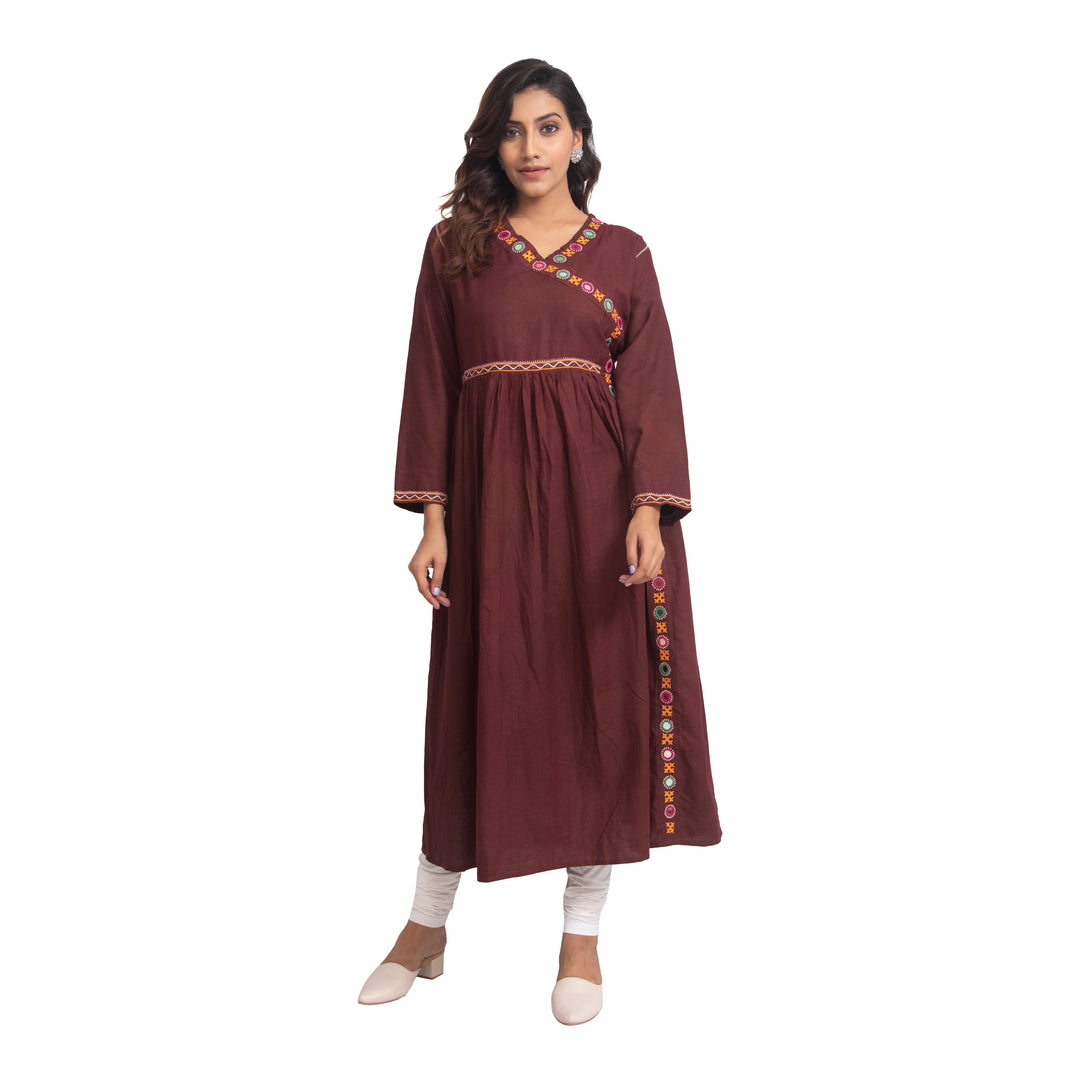 Adya Brown Kutch Rebari Kurti - Suspire
