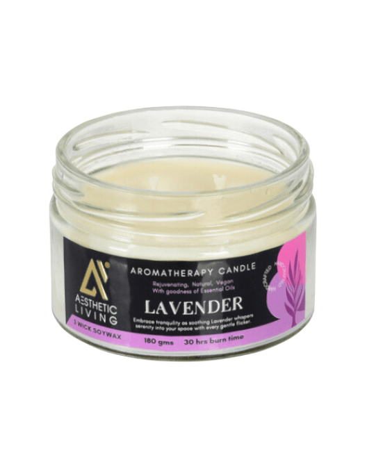 Aesthetic Living 3 wick Soywax Lavender Candle I 30 hr Burn, 180 gms - Suspire
