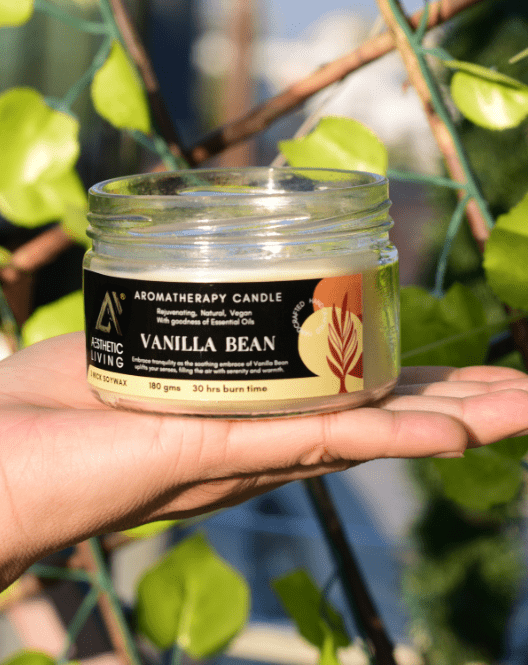 Aesthetic Living 3 Wick Soywax Vanilla Bean Candle I 30 hr Burn, 180 gms - Suspire