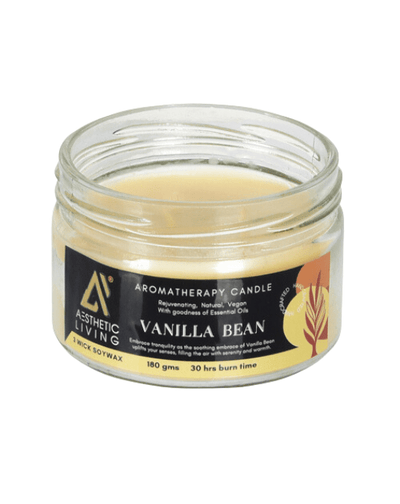 Aesthetic Living 3 Wick Soywax Vanilla Bean Candle I 30 hr Burn, 180 gms - Suspire