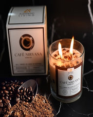 Aesthetic Living Cafe Nirvana - Botanic Candle with Coffee Natural Oil and Wooden Wick I 70 hr Burn