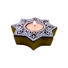 Aesthetic Living Sitara Handcrafted Wooden TLight Holder with pack of 6 Soy Wax Long Burning Candles