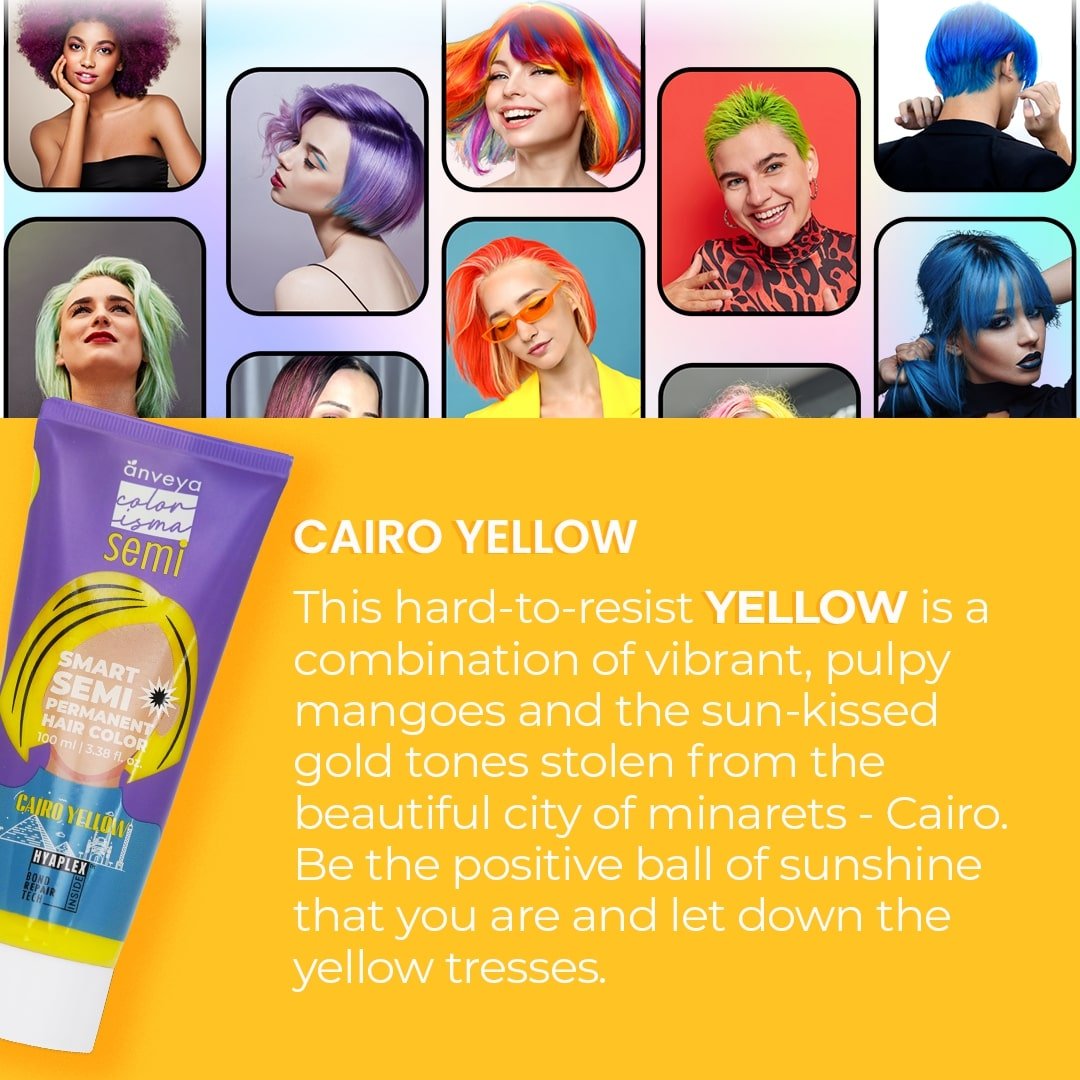 Anveya Cairo Yellow Semi Permanent Hair Color, 100ml - Suspire