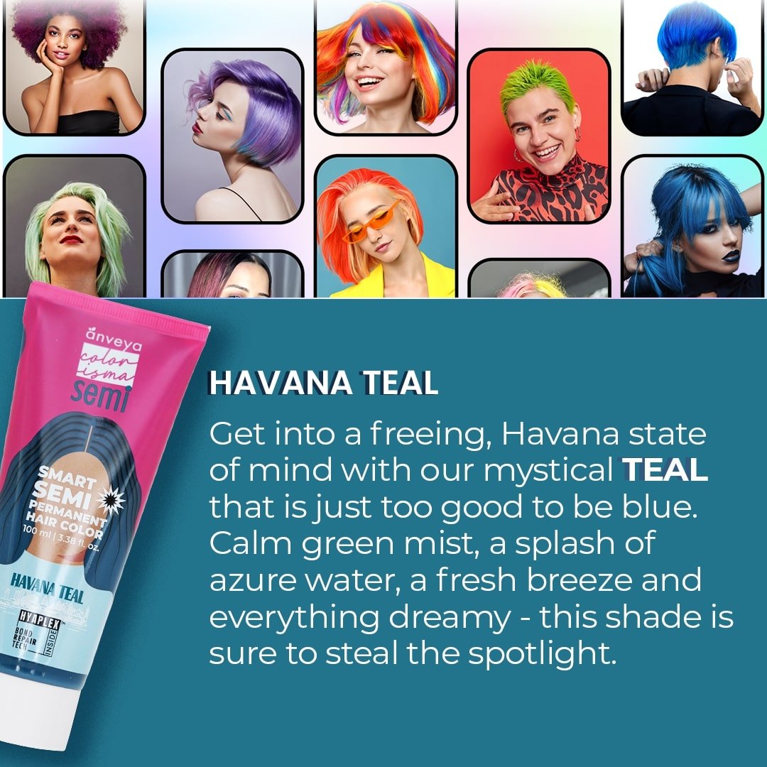 Anveya Havana Teal Semi Permanent Hair Color, 100ml - Suspire
