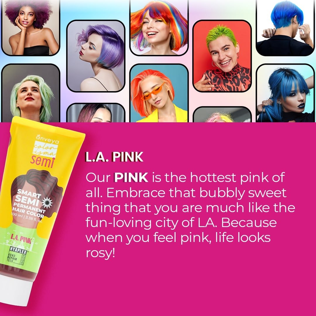 Anveya LA Pink Semi Permanent Hair Color, 100ml - Suspire