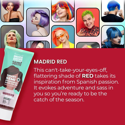 Anveya Madrid Red Semi Permanent Hair Color, 100ml - Suspire