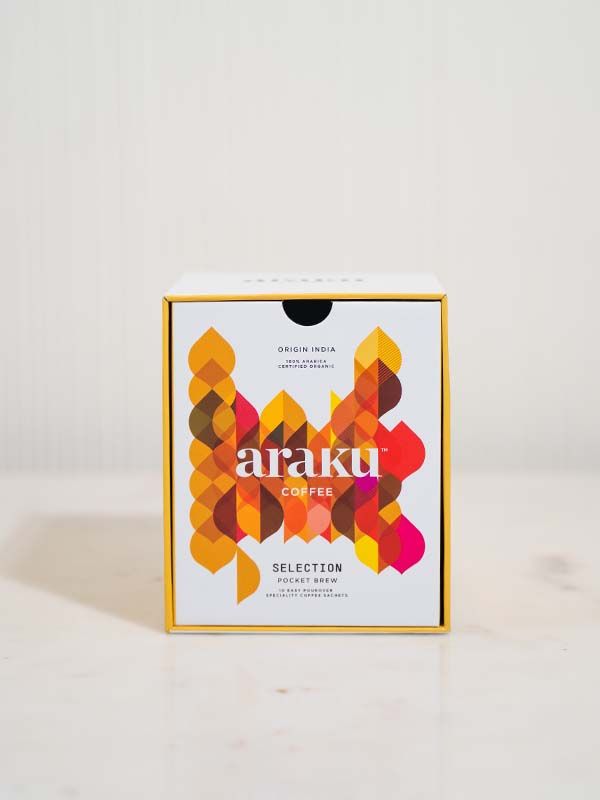ARAKU Coffee - Medium Dark Roast Selection Pocket Brew | Made with Freshly Roasted 100% Arabica Ground Coffee beans | 10 Sachets
