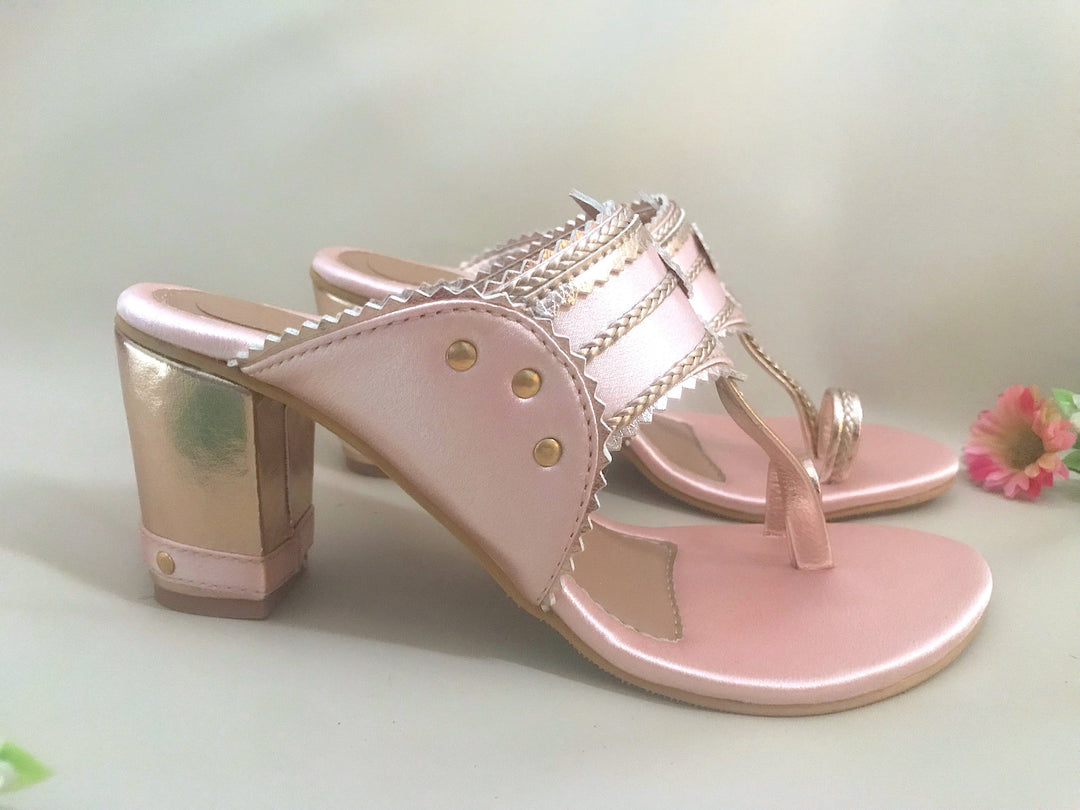Baby Pink Satin Kolapuri - Suspire
