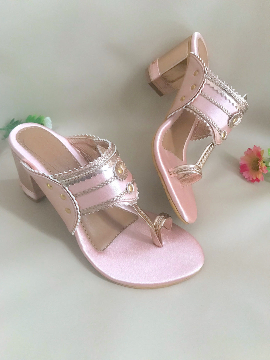 Baby Pink Satin Kolapuri - Suspire