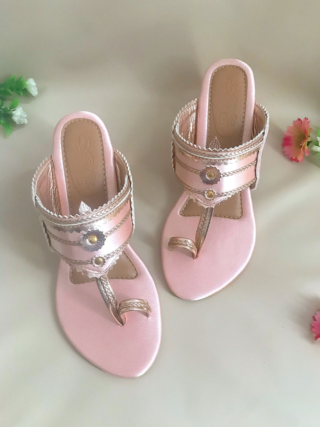 Baby Pink Satin Kolapuri - Suspire