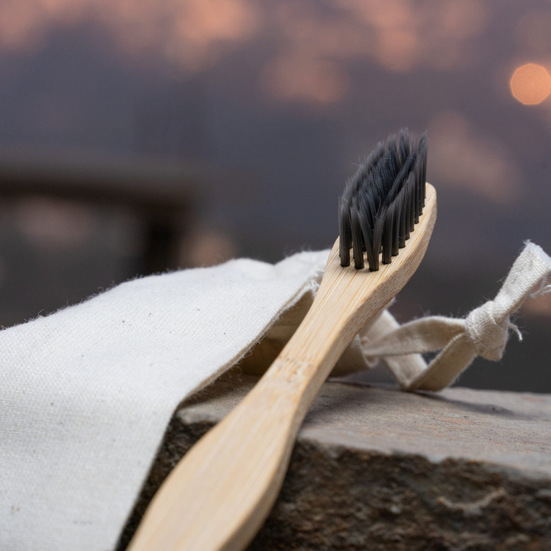 Bamboo Toothbrush Charcoal Infused Bristles - Pack of 4 - Suspire