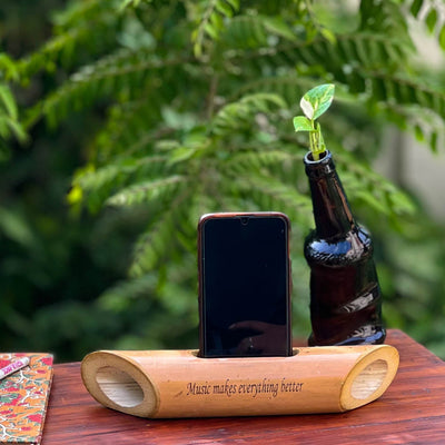 Bamboobeat Sound Amplifier | Music Makes Everything Better | Natural Speaker | Mobile Holder | Office Desk - Suspire