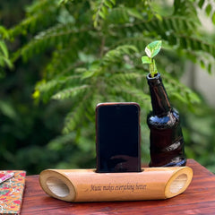Scrapshala Bamboobeat Sound Amplifier | Music Makes Everything Better | Natural Speaker | Mobile Holder | Office Desk