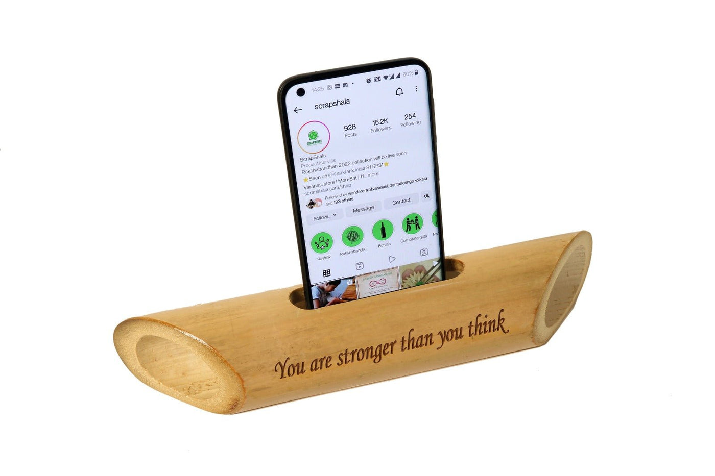 Bamboobeat sound amplifier | You are stronger than you think | Mobile Holder | Office Desk | Scrapshala - Suspire