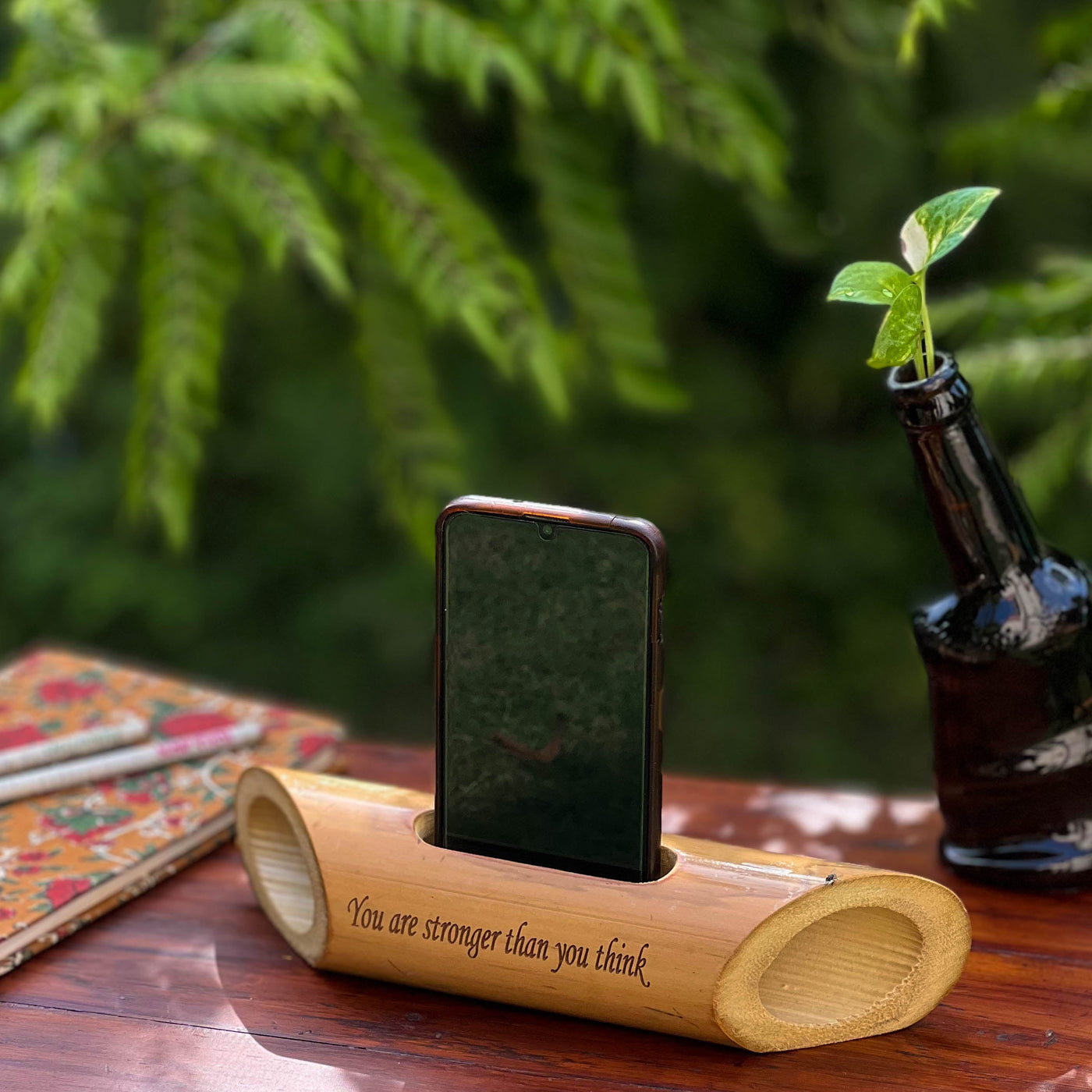 Bamboobeat sound amplifier | You are stronger than you think | Mobile Holder | Office Desk | Scrapshala - Suspire