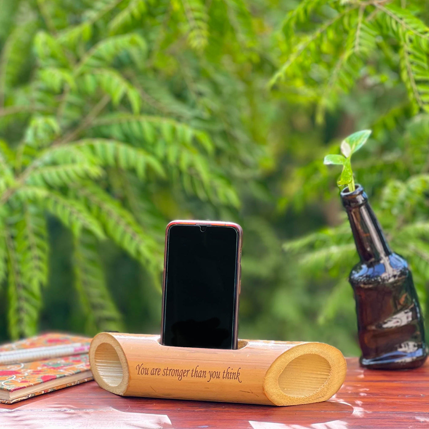 Bamboobeat sound amplifier | You are stronger than you think | Mobile Holder | Office Desk | Scrapshala - Suspire