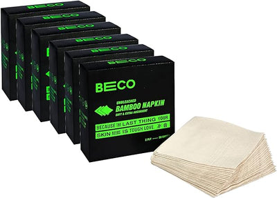 Beco Bamboo Super Soft & Absorbent Serving Tissue Napkins 600 sheets 300 Pulls 2 ply (Pack of 6) - Suspire