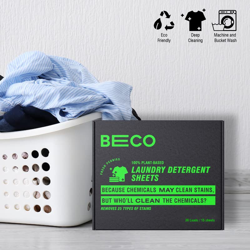 Beco Ecofriendly Laundry Detergent Sheets, 30 Loads, Natural Alternative to Liquid detergent - Suspire