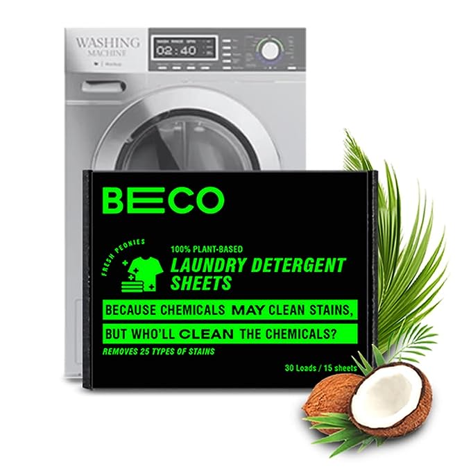 Beco Ecofriendly Laundry Detergent Sheets, 30 Loads, Natural Alternative to Liquid detergent - Suspire