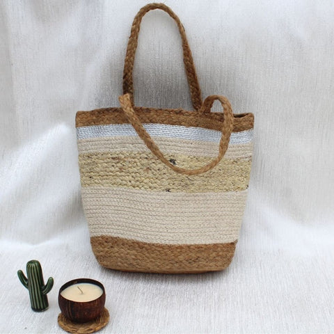 ONEarth Beige Jute Tote Bag