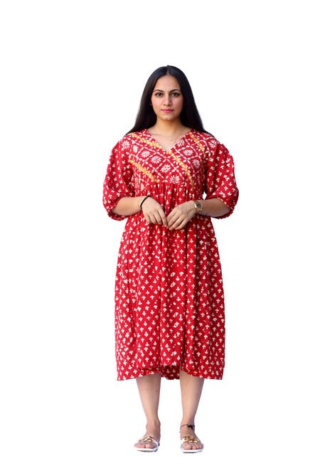 Agati Design Bisini Aeroplane Red Butti Tunic
