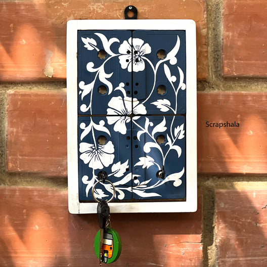 Scrapshala Blue Pottery Geet Key Holder | Upcycled Audio Tapes