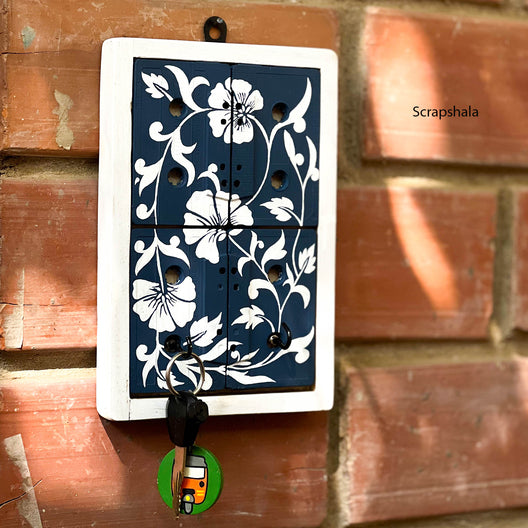 Scrapshala Blue Pottery Geet Key Holder | Upcycled Audio Tapes