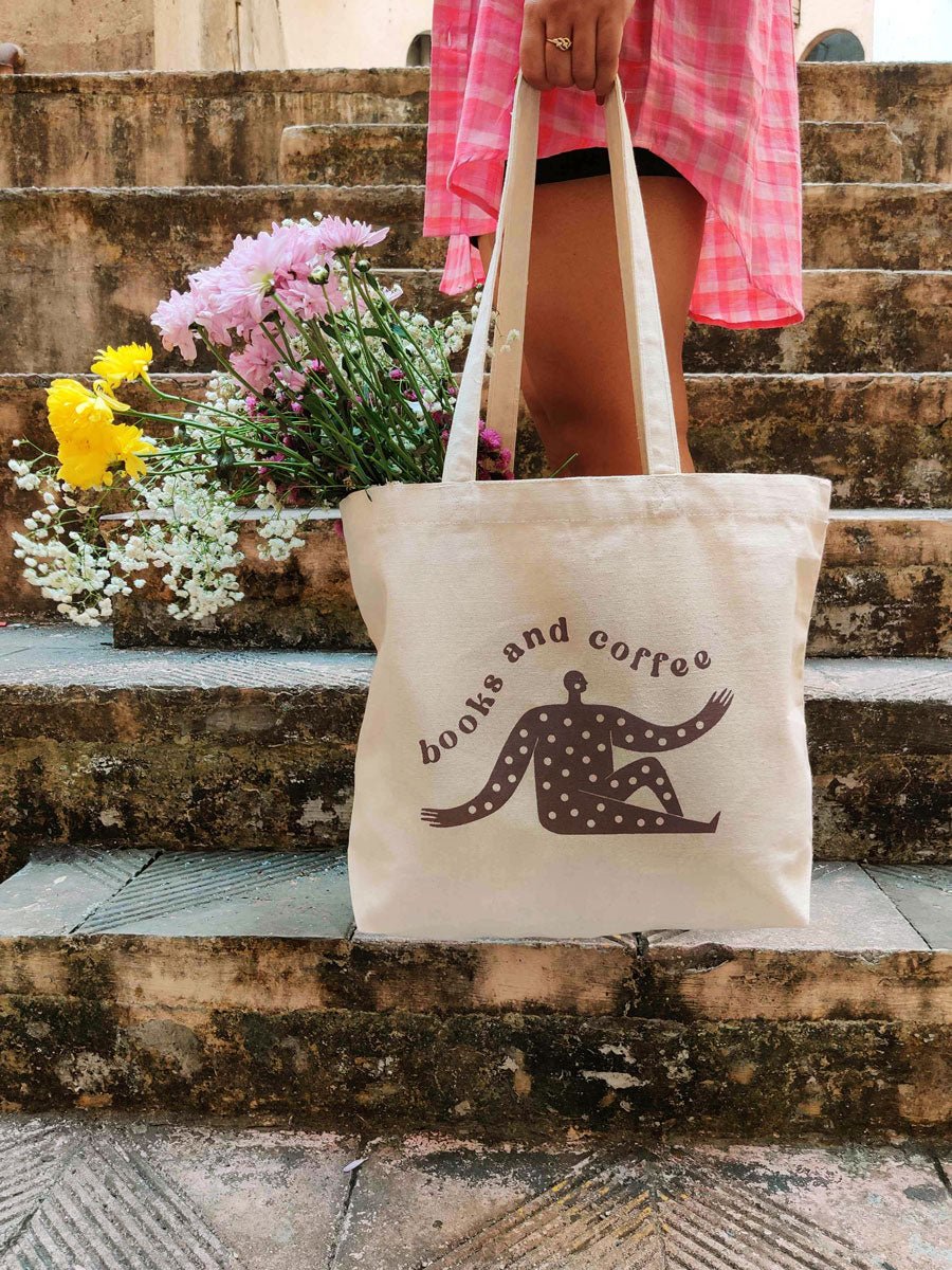 Book and Coffee Canvas Tote Bag - Suspire