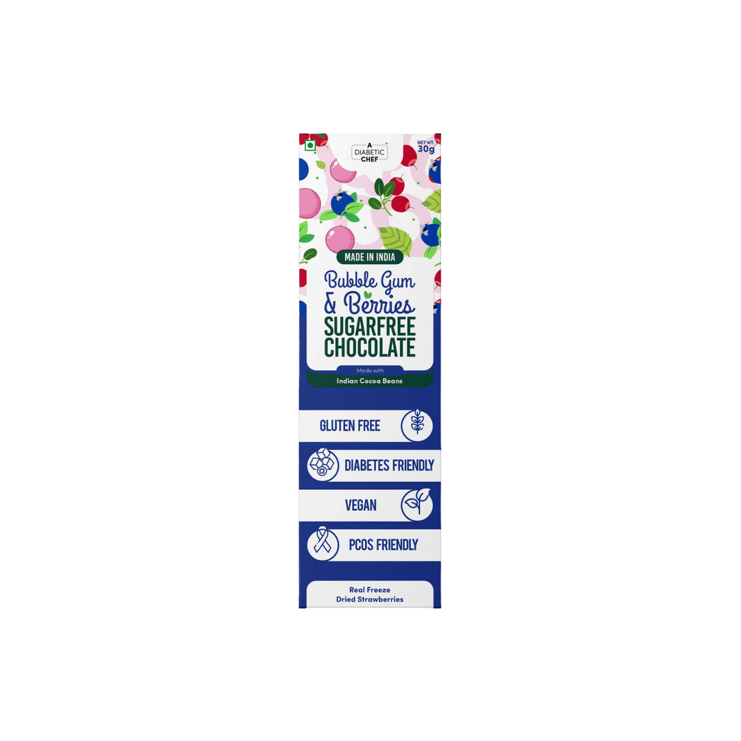 Bubblegum and Berries Sugarfree Chocolate | Diabetes Friendly Premium Dark Chocolate | Vegan - 30g each (Pack of 3) - Suspire