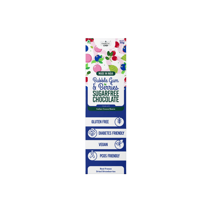 Bubblegum and Berries Sugarfree Chocolate | Diabetes Friendly Premium Dark Chocolate | Vegan - 30g each (Pack of 3) - Suspire